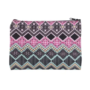 Geometric Printed Cosmetic Bag For Women Bohemian Ethnic Style Toiletry Bag Travel Makeup Organizer Polyester Storage Pouch