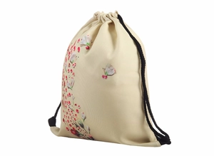 Elegante Bloemenprint Rugzak Met Trekkoord Voor Dames Literair Bloembladpatroon Polyester Opbergtas Reizen Toilettas Bundeltas