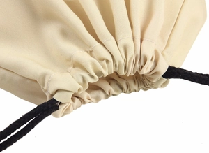 Beige opbergtas met bloemenprint, trekkoordsluiting en hoogwaardige zwarte koorden