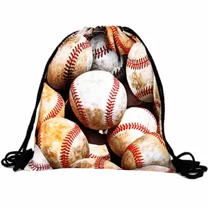 Mochila con Cordón Impresión Béisbol Poliéster Bolsa Deporte Gimnasio Hombre Mujer Viaje Almacenamiento Impermeable Bolsa