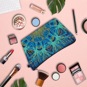 Trousse à maquillage avec motif mandala et fermeture éclair pour voyage
