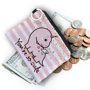 Porte-monnaie dinosaure rose avec texte You're so cute et billets de banque