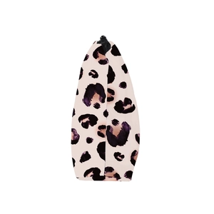 Leopard print makeup bag with purple gradient pattern and zipper closure for travel