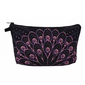 Bohemian Mandala Printed Polyester Makeup Bag For Women Portable Travel Toiletry Storage Pouch Zipper Cosmetic Organizer Handbag