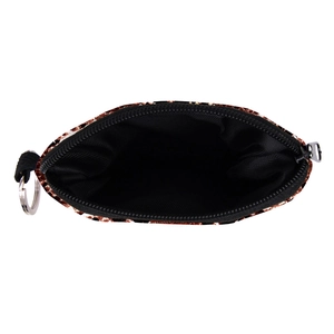 Snake skin pattern coin purse with metal keychain and secure zipper closure for keys