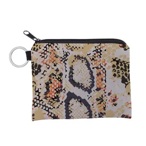 Mini Portamonete alla Moda con Stampa in Pelle di Serpente in Poliestere con Cerniera e Portachiavi per l'uso Quotidiano