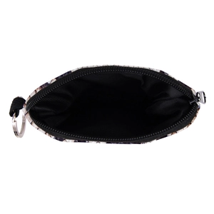 Waterproof snake print coin purse with metal keychain and black zipper closure