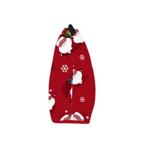 Christmas themed red makeup bag with Santa Claus and snowflake prints for travel storage
