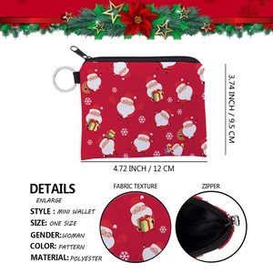 Waterproof Christmas coin purse with Santa Claus pattern and keychain, 12cm x 9.5cm size