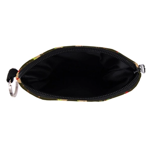 Waterproof oval coin purse with colorful cartoon patterns and silver metal keychain