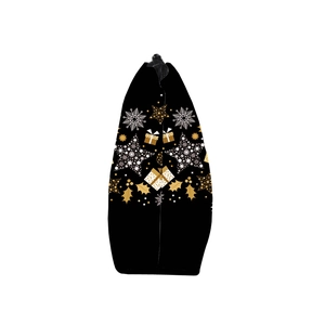 Black Christmas elk makeup bag with gold snowflake print for festive travel storage