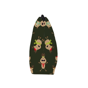 Trousse de toilette de Noël en toile vert foncé avec motif renne et fermeture zippée