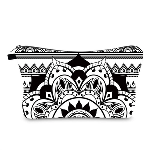 Mandala Print Polyester Makeup Bag Portable Waterproof Travel Toiletry Pouch Zipper Closure Cosmetic Organizer For Women