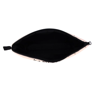 Waterproof Corgi print makeup bag in pink fabric with black zipper and spacious interior