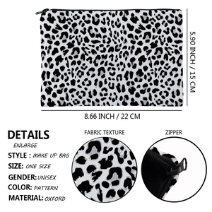 Leopard print makeup bag made of durable Oxford cloth with 22x15cm size specifications