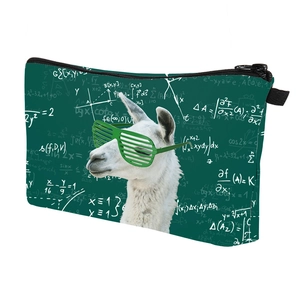 Detail of waterproof bag showing mathematical prints and creative alpaca design with zipper