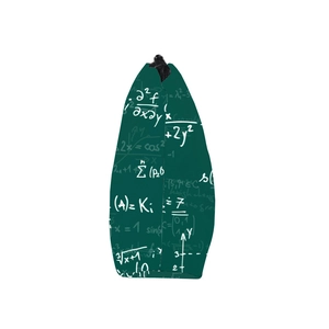 Water-resistant travel makeup bag with white mathematical formulas on a dark green base