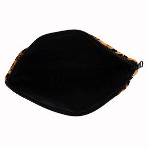 Square leopard print oxford cosmetic bag with black zipper for travel storage