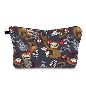 Trousse de toilette de voyage imperméable avec motif de paresseux de Noël sur fond violet foncé