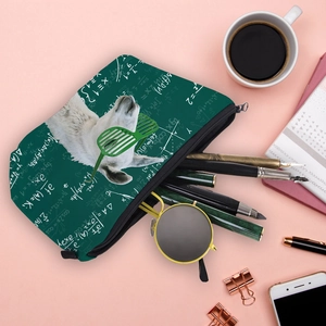 Water-resistant travel bag showing alpaca pattern and stationery storage capacity
