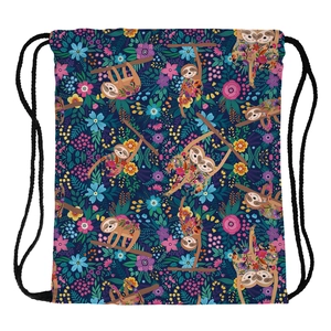 Lässiger Turnbeutel Mit Faultier Blumenmuster Polyester Wasserdichter Reise Rucksack Für Damen Outdoor Sport Beutel