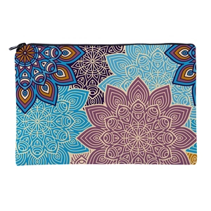 Trousse de Maquillage en Tissu Oxford Imprimé Mandala Organisateur de Voyage Multifonctionnel Pochette Cosmétique pour Femmes
