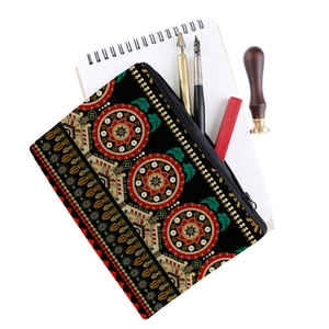 Square Oxford fabric makeup bag with mandala print and zipper closure for travel