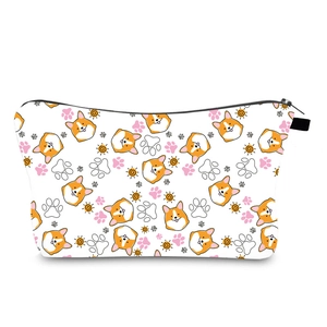 Trousse de maquillage étanche avec fermeture éclair et motif Corgi mignon