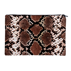 Trousse à maquillage carrée à motif serpent en tissu Oxford avec fermeture éclair