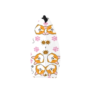 Vue détaillée de la pochette en toile imperméable avec imprimés de chiens corgi