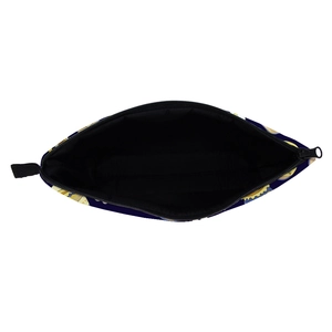 Waterproof travel cosmetic bag with yellow bee pattern and secure black zipper closure