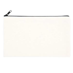 Rectangle white canvas makeup bag with black zipper for DIY heat transfer and painting