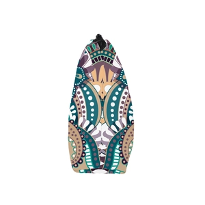 Waterproof mandala print cosmetic bag for travel with turquoise and yellow patterns