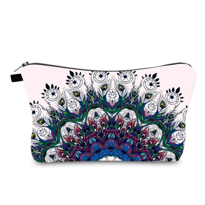 Waterproof Mandala Peacock Feather Print Makeup Bag Portable Travel Toiletry Organizer Zipper Pouch For Women Cosmetic Case