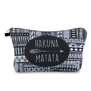 Trousse à maquillage imperméable HAKUNA MATATA à motif géométrique et fermeture éclair