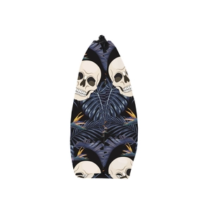 Waterproof skull and floral cosmetic bag with tropical leaves and bird of paradise print