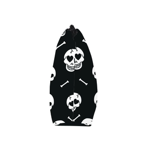 Waterproof black skull pattern makeup bag with heart eyes and secure zipper closure