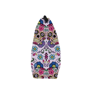 Trousse à maquillage violette à motif tête de mort en fleurs et fermeture zippée