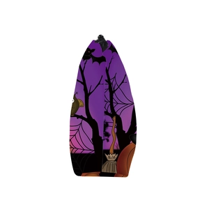Waterproof Halloween makeup bag with purple cartoon owl and pumpkin prints for women
