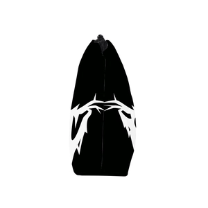 Portable Halloween black makeup bag with abstract white graphic print and zipper