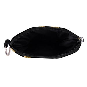 Waterproof zipper coin purse with gold leopard print patterns and key ring clip