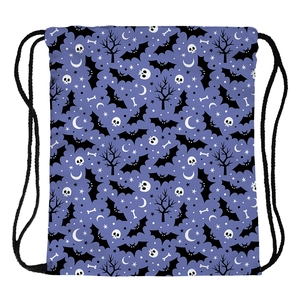 Halloween Print Drawstring Bag Polyester Lightweight Portable Storage Backpack For Travel Holiday Party Unisex Purple