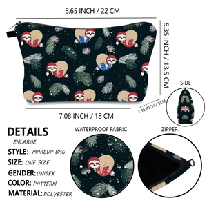Détail de la trousse de maquillage de Noël paresseux avec dimensions et tissu imperméable