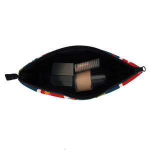 Waterproof Christmas makeup bag with festive stripes and large storage for cosmetics