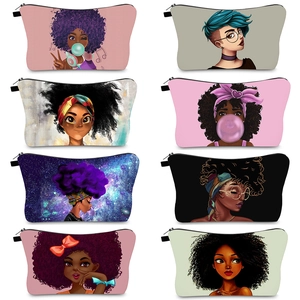 Borsa Cosmetica in Poliestere Impermeabile Con Stampa di Ritratti Artistici Organizer per Trucco da Viaggio Portatile per Donna