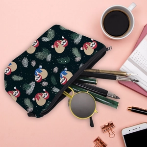 Trousse de maquillage étanche motif paresseux de Noël au design festif et hivernal
