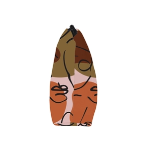 Waterproof toiletry bag with abstract line art faces and geometric patterns