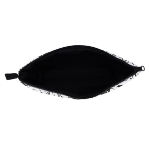 Waterproof Christmas print makeup bag with large opening and black doodle design