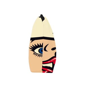Waterproof pop art makeup bag with large eyes and red lips print for travel storage