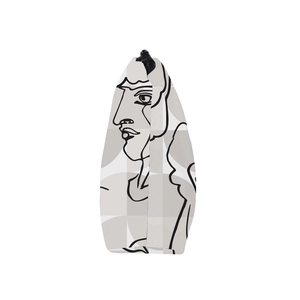 Trousse de maquillage étanche portable avec portrait minimaliste en ligne noire